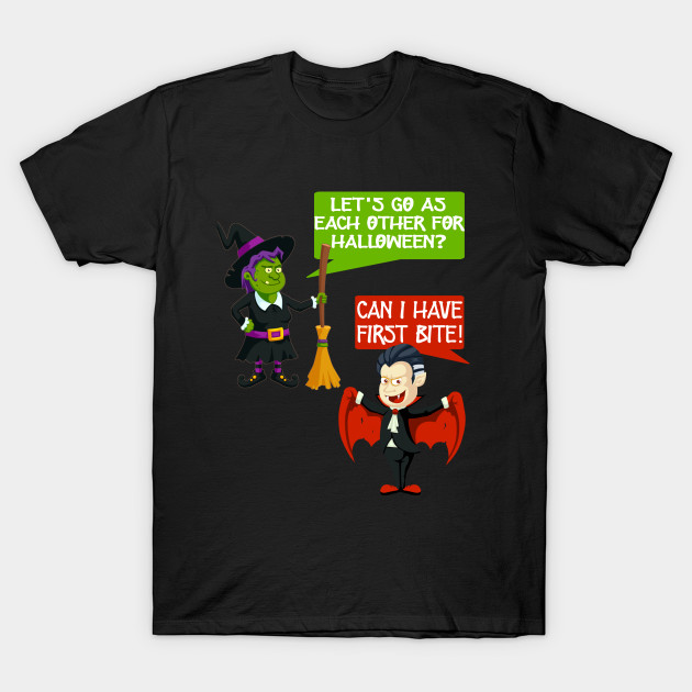 VAMPIRE DRACULA AND WITCH HALLOWEEN HUMOROUS NOVELTY TSHIRTS T-Shirt-TOZ